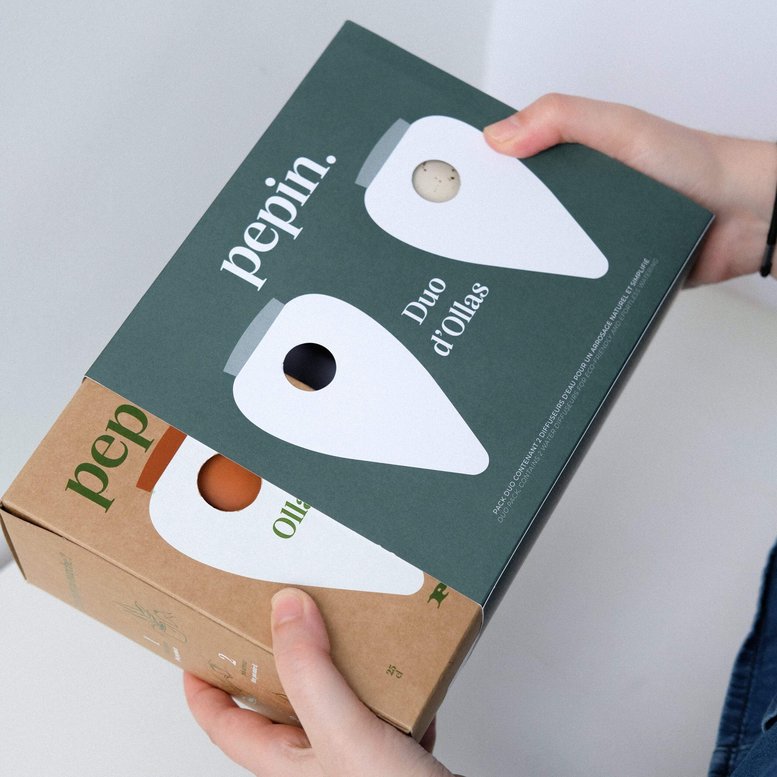 Olla‚Äôs van Pepin (set van 2 stuks, terracotta en gespikkeld wit)