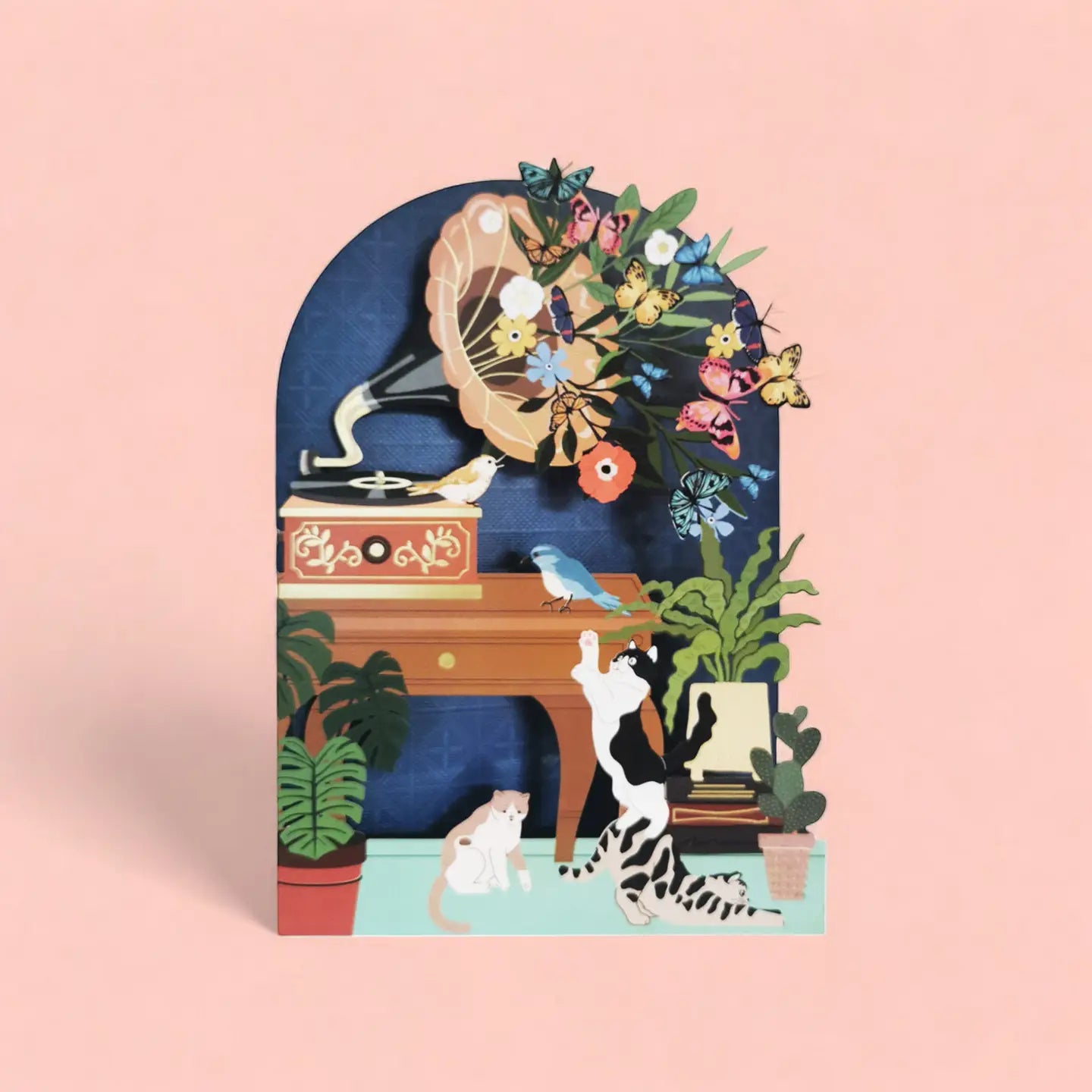 Originele papercut kaart - platenspeler