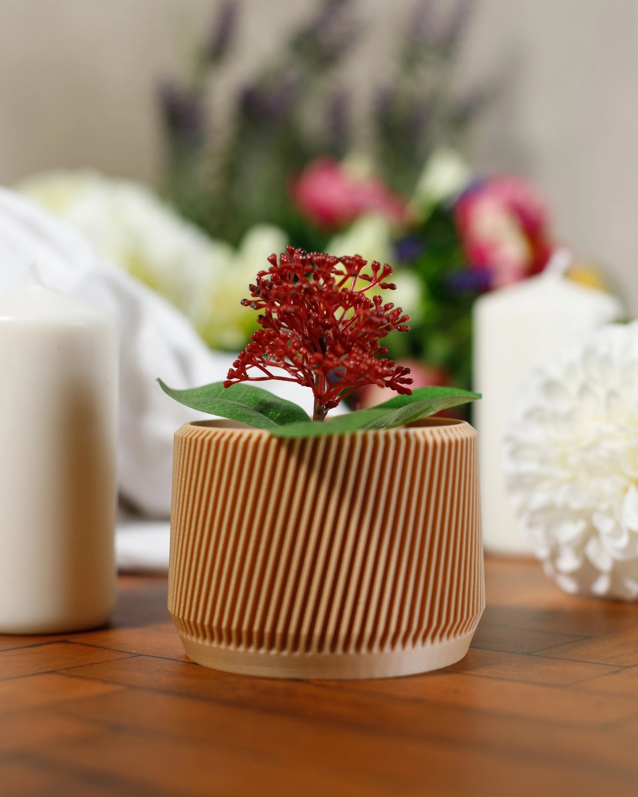 Bloempot houtlook - 3D geprint met 20% gerecycled hout