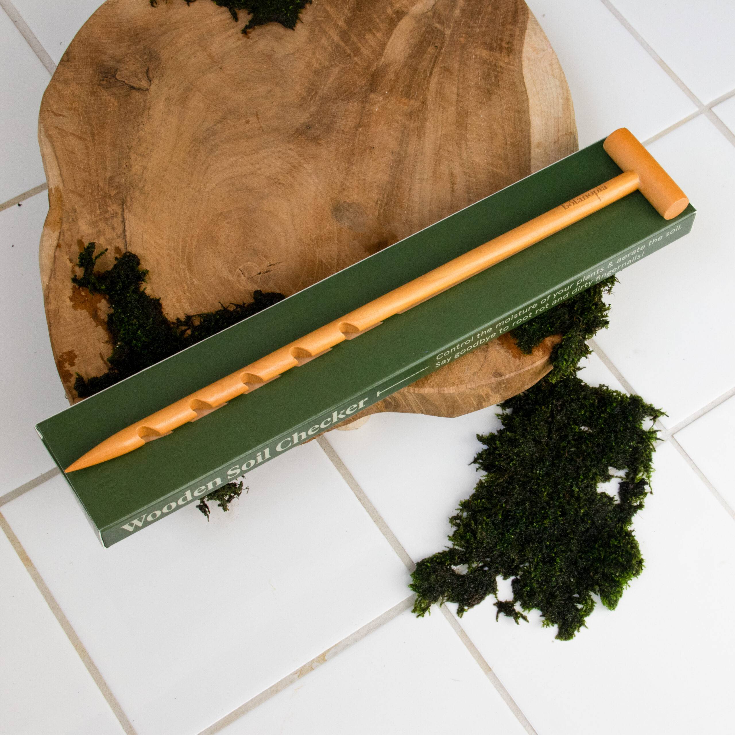 De grondchecker - houten bodemsonde om de vochtigheid van je potgrond te controleren