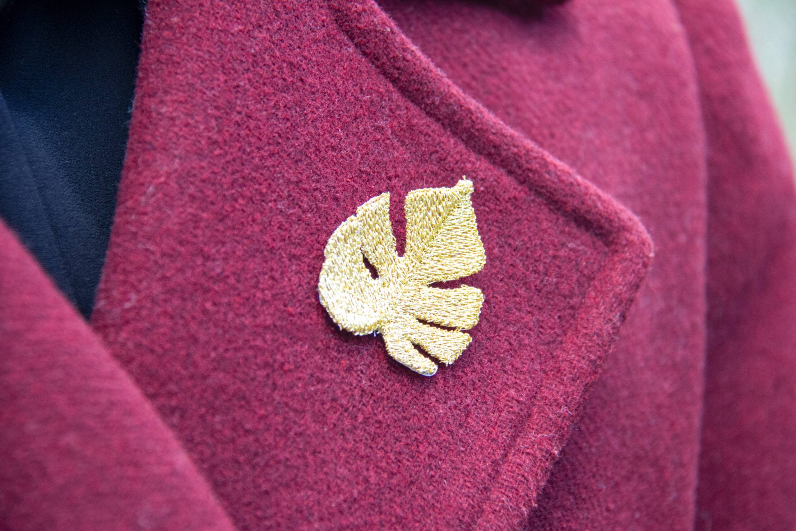 Gouden Geborduurde Broches - 3 tropische bladeren