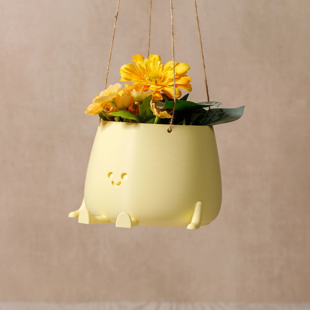 Happy Pot hangpotje - Amandelgeel (groot)