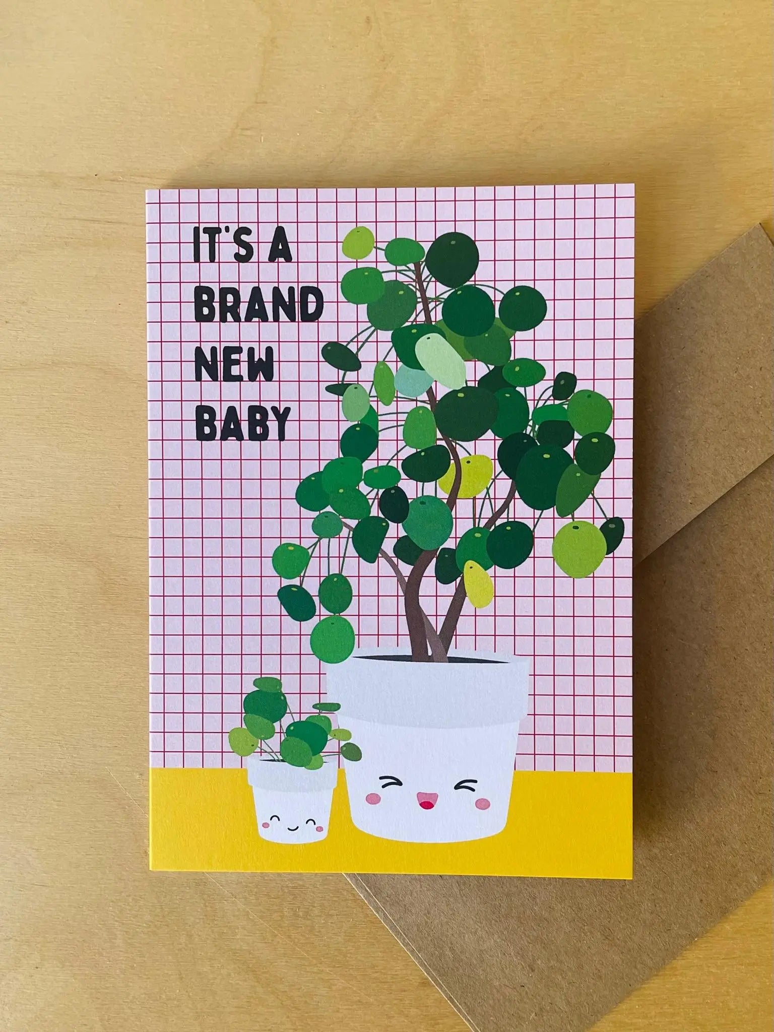 Wenskaart 'New Baby Pilea'