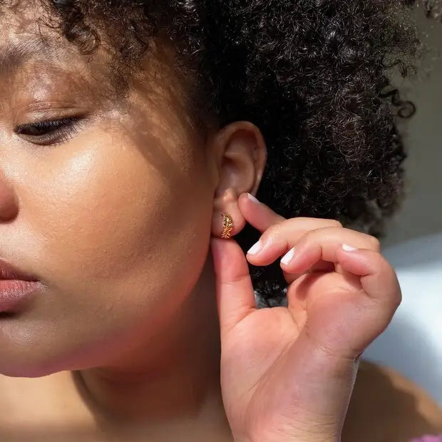 Oorbellen met varenblad (zilver)