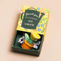 Tiny matchbox met mini beeldje (thank you for helping me grow)