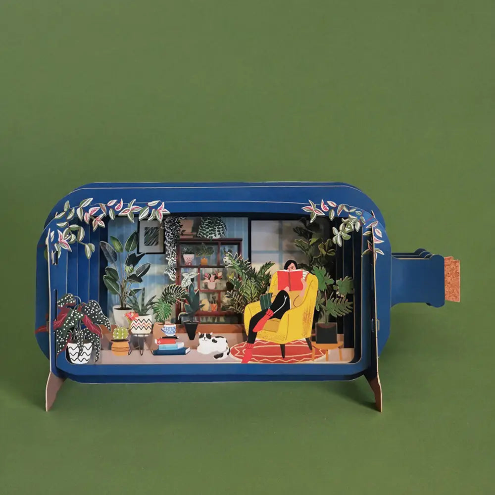 Pop-upkaart met boodschap in een fles - lezen