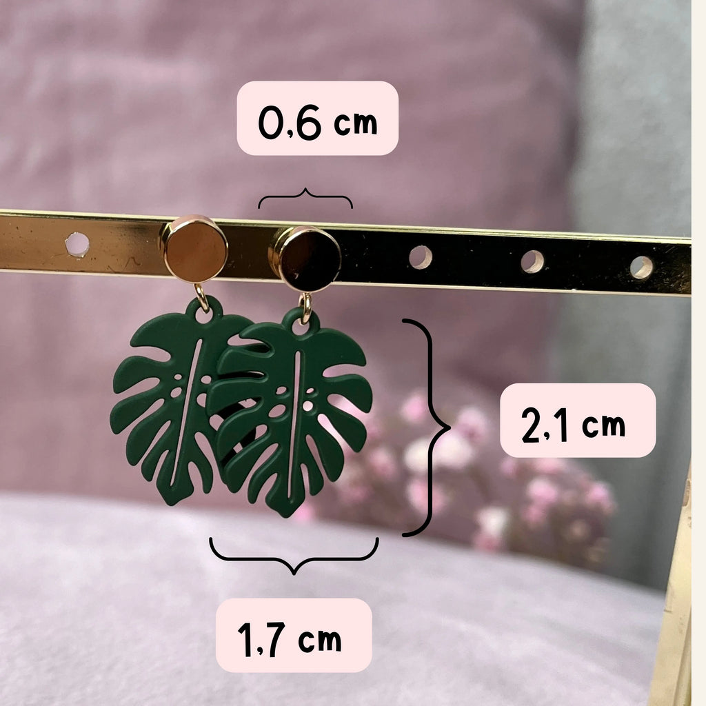 Stud Oorbellen groen monstera blad