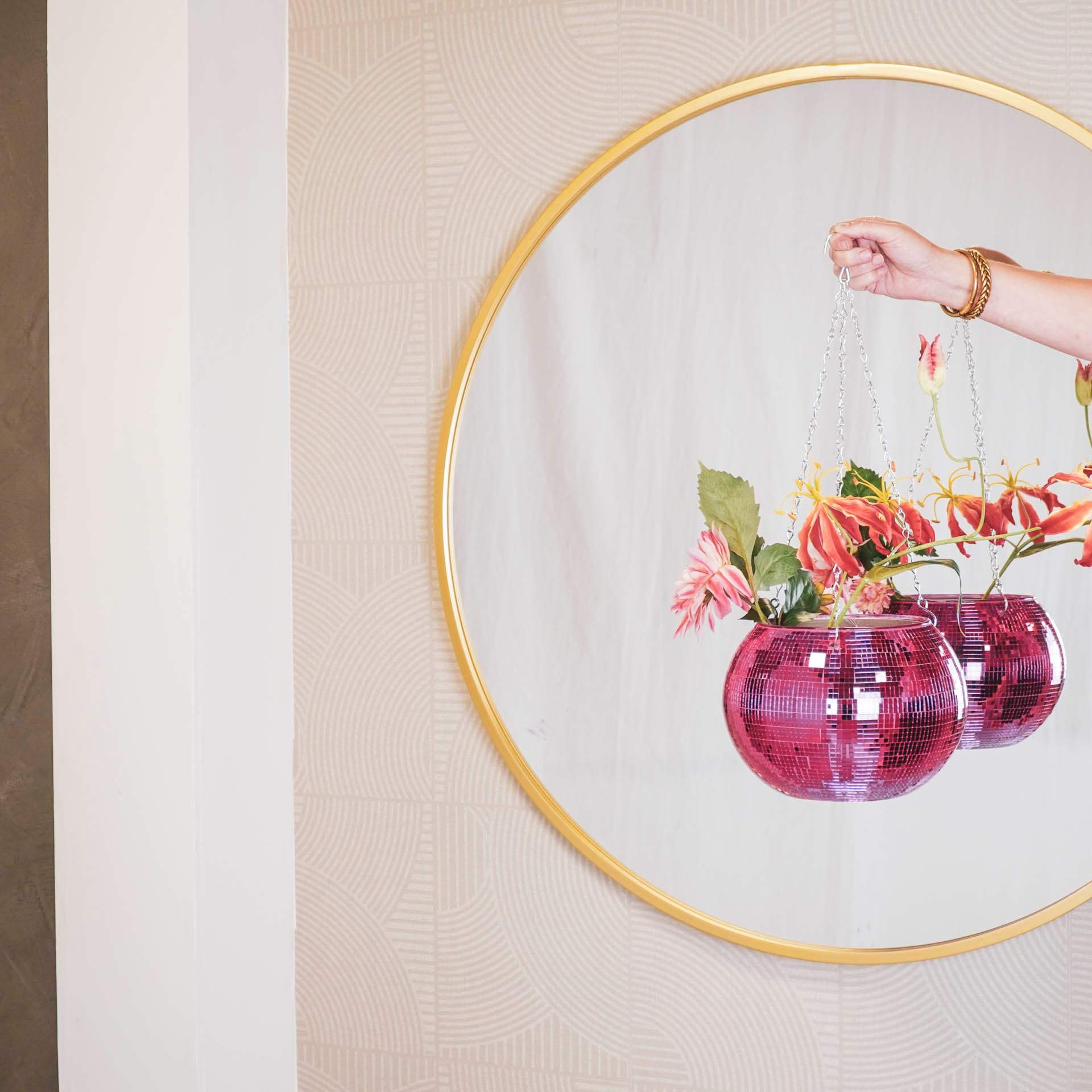 Disco hangpotje roze 25 cm