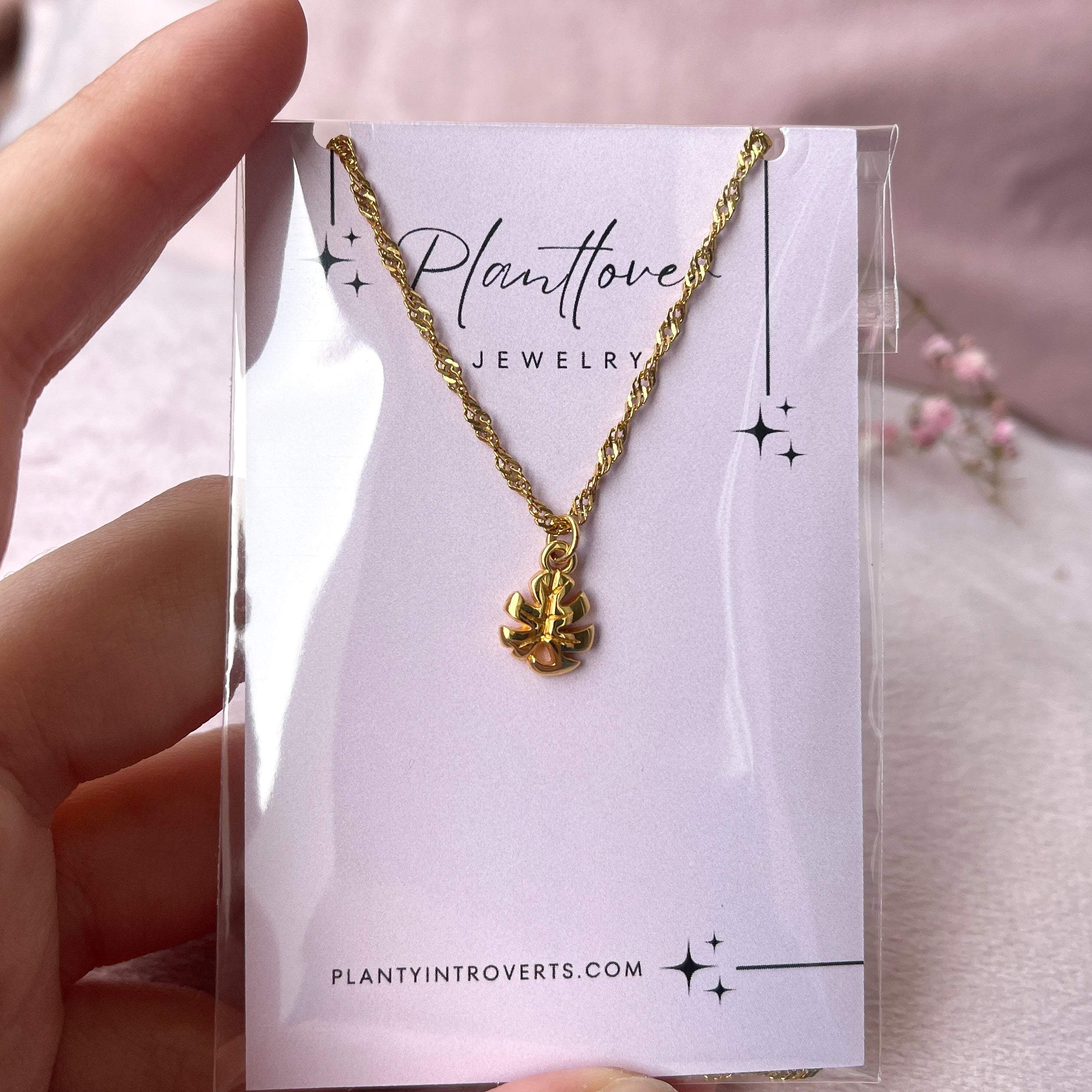 Ketting met Monstera bedeltje (goud)