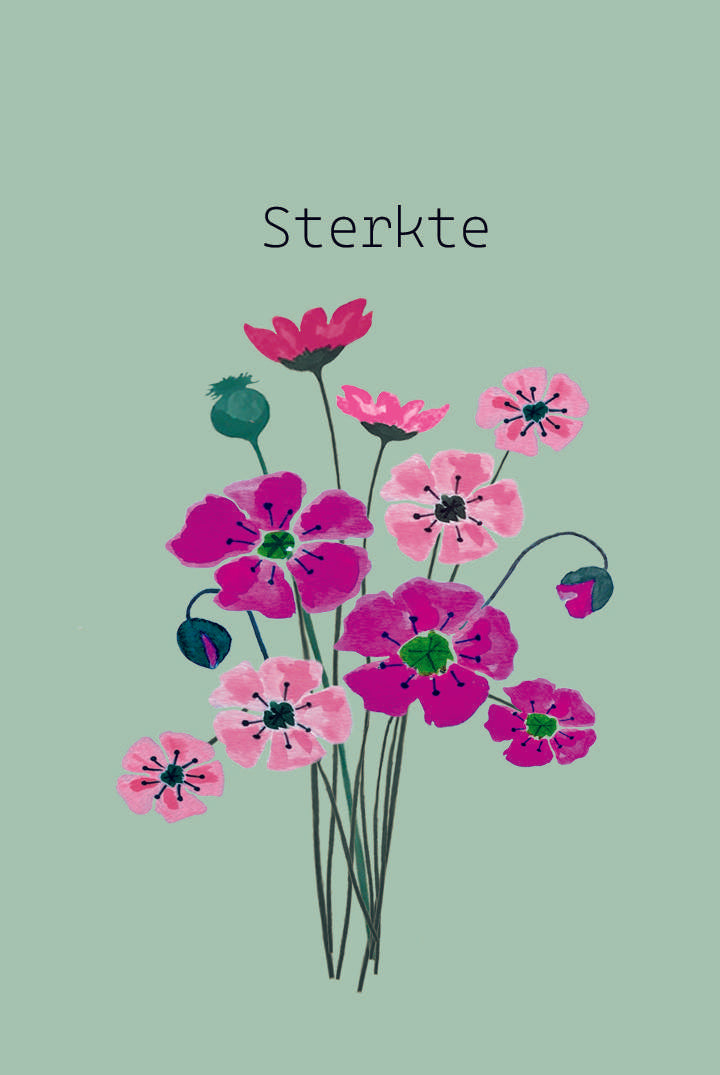 Mini kaartje - Sterkte (papavers)