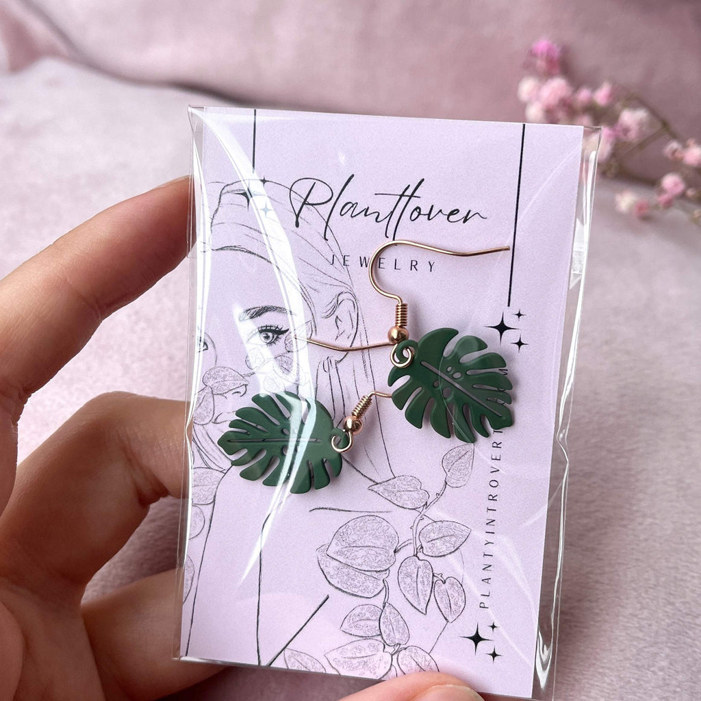 Oorhangers groen monstera blad